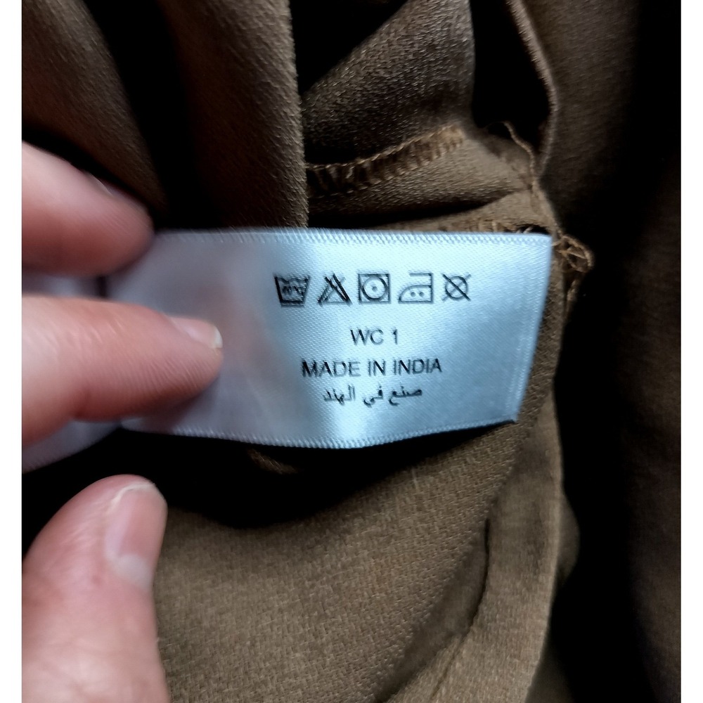 Brown Crepe Utility Midi Shirtdress Tan Wardrobe Polyester Pocketed Long Sleeve - Picture 8 of 8